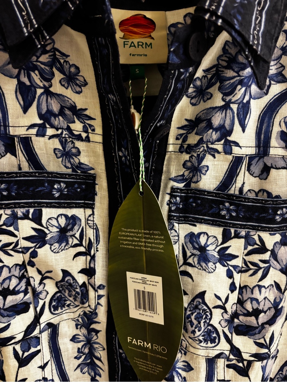Farm Rio Blue & White Floral Belted Short Dress - Picture 4 of 5